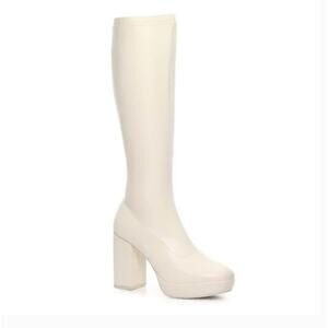 MIA Gavi Platform Boots 7.5 NWT White Tall Knee High Glam Retro